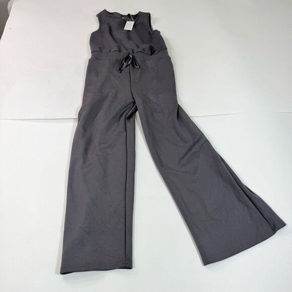 Automet Jumpsuit Womens XL Gray Sleeveless Wide Leg Drawstring Waist Romper New - Picture 1 of 12